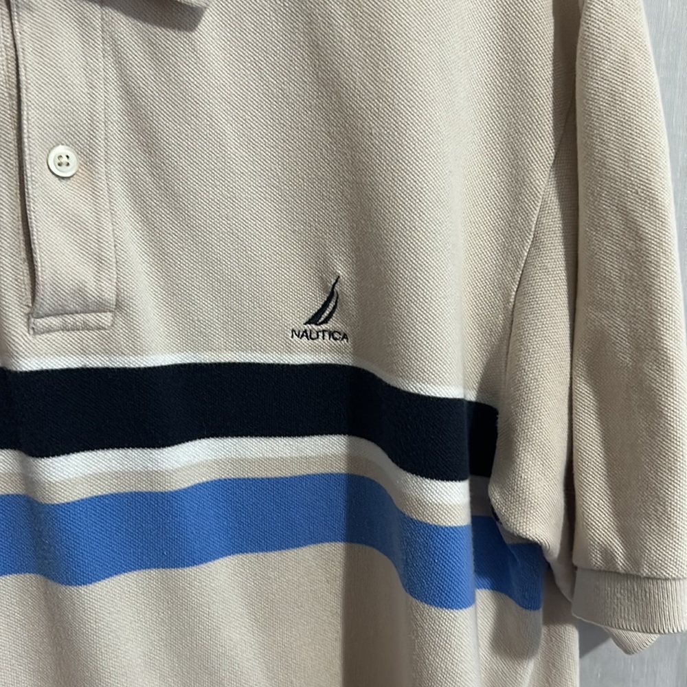 Nautica Mens Tan, 100% Cotton, Polo Shirt, Size Large - Picture 2 of 6